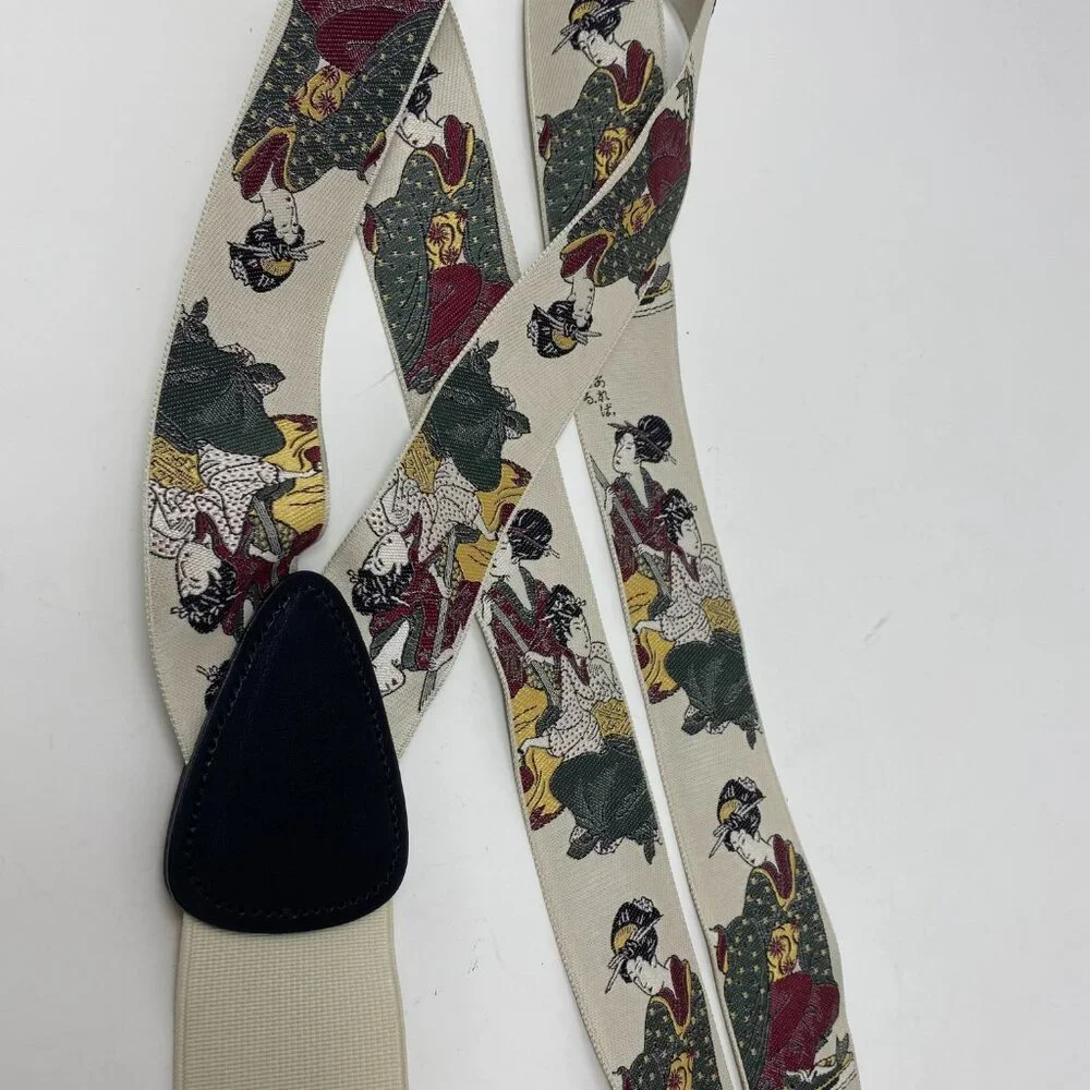 trafalgar limited edition asian geisha silk leather braces suspenders - Picture 3 of 3